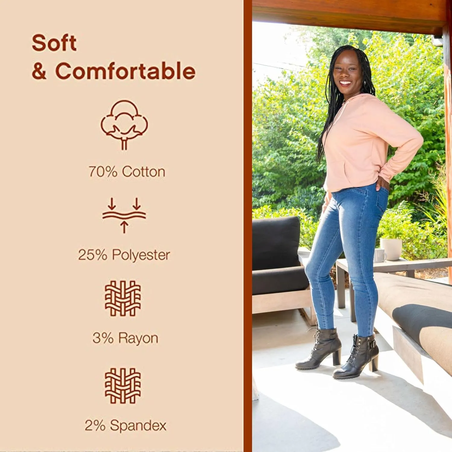 No Nonsense Women's Stretch Denim Leggings with Pockets