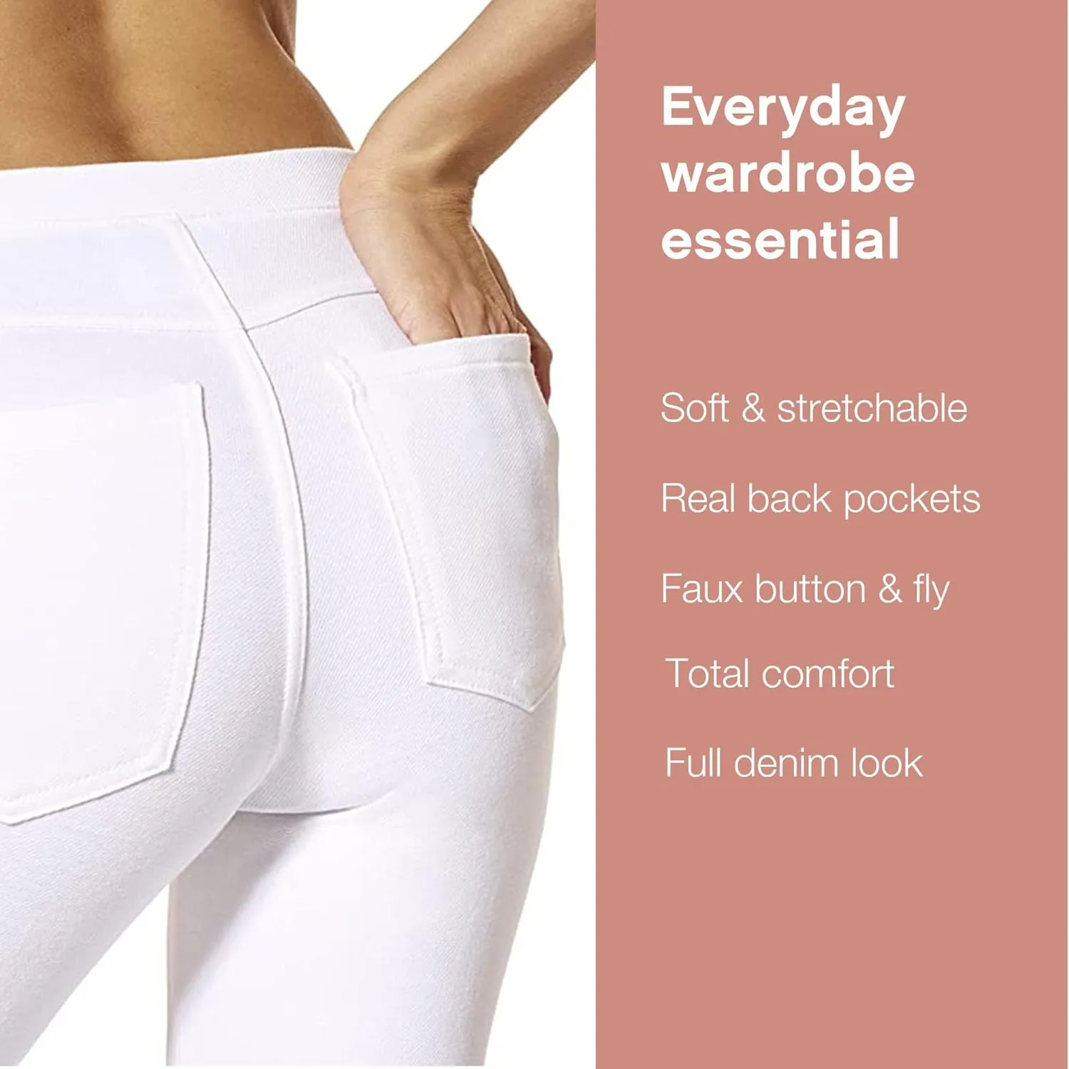No Nonsense Women's Stretch Denim Leggings with Pockets