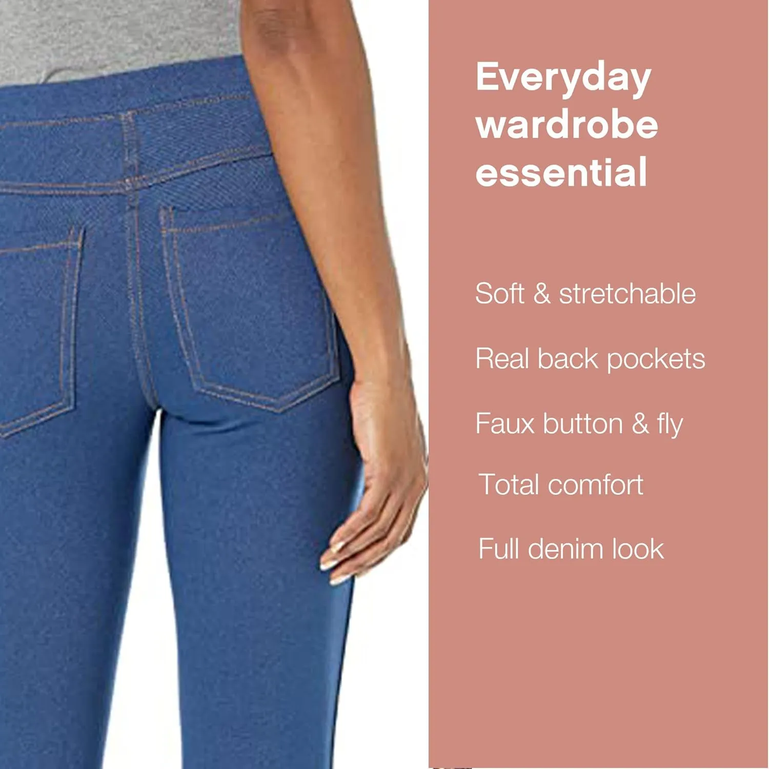No Nonsense Women's Stretch Denim Leggings with Pockets