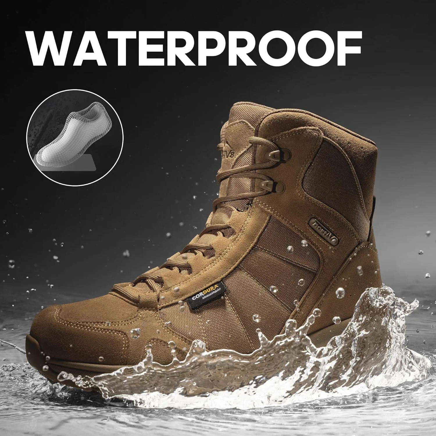 NORTIV 8 Men's Lightweight Military Tactical Work Boots Outdoor Hiking Motorcycle Combat Boots