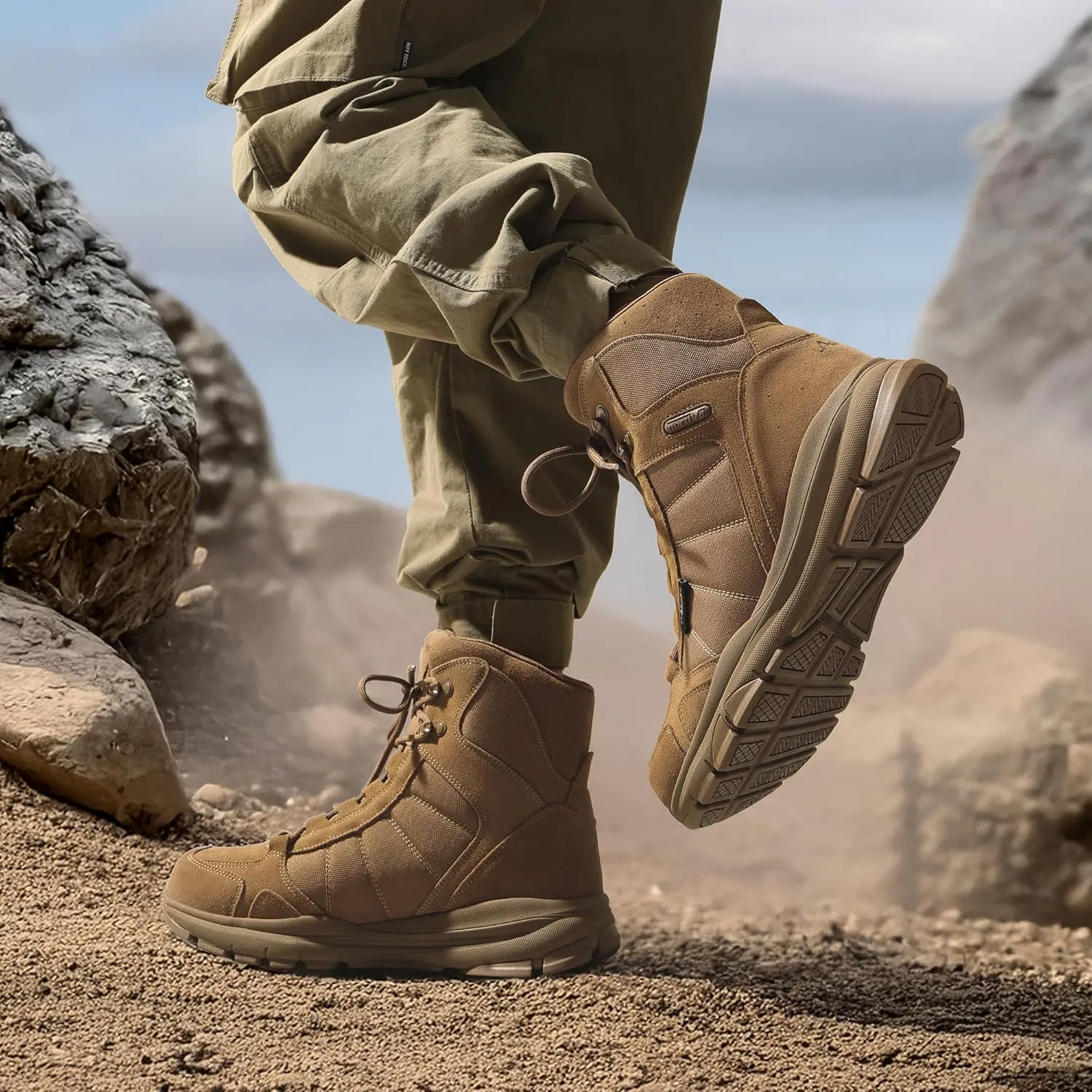 NORTIV 8 Men's Lightweight Military Tactical Work Boots Outdoor Hiking Motorcycle Combat Boots