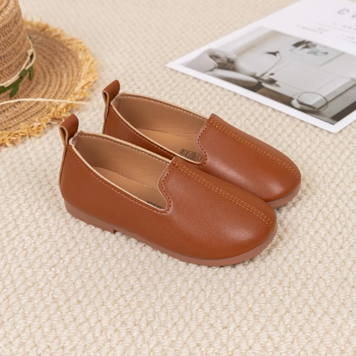 ohsofy Boys Girls Soft Slip-On Loafers Comfort Cozy Oxford Rubber Sole Casual Wedding Party Dress Shoes(Toddler/Little Kid)
