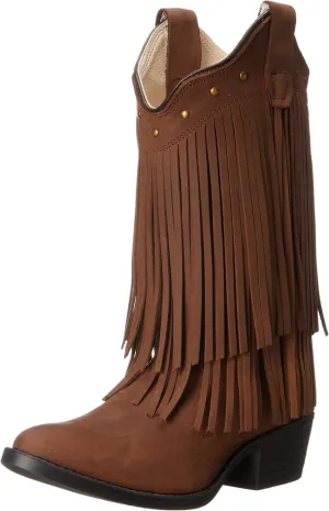 Old West Girl's 8125 Corona Leather Fringe Cowboy-Style Fashion Boots Western