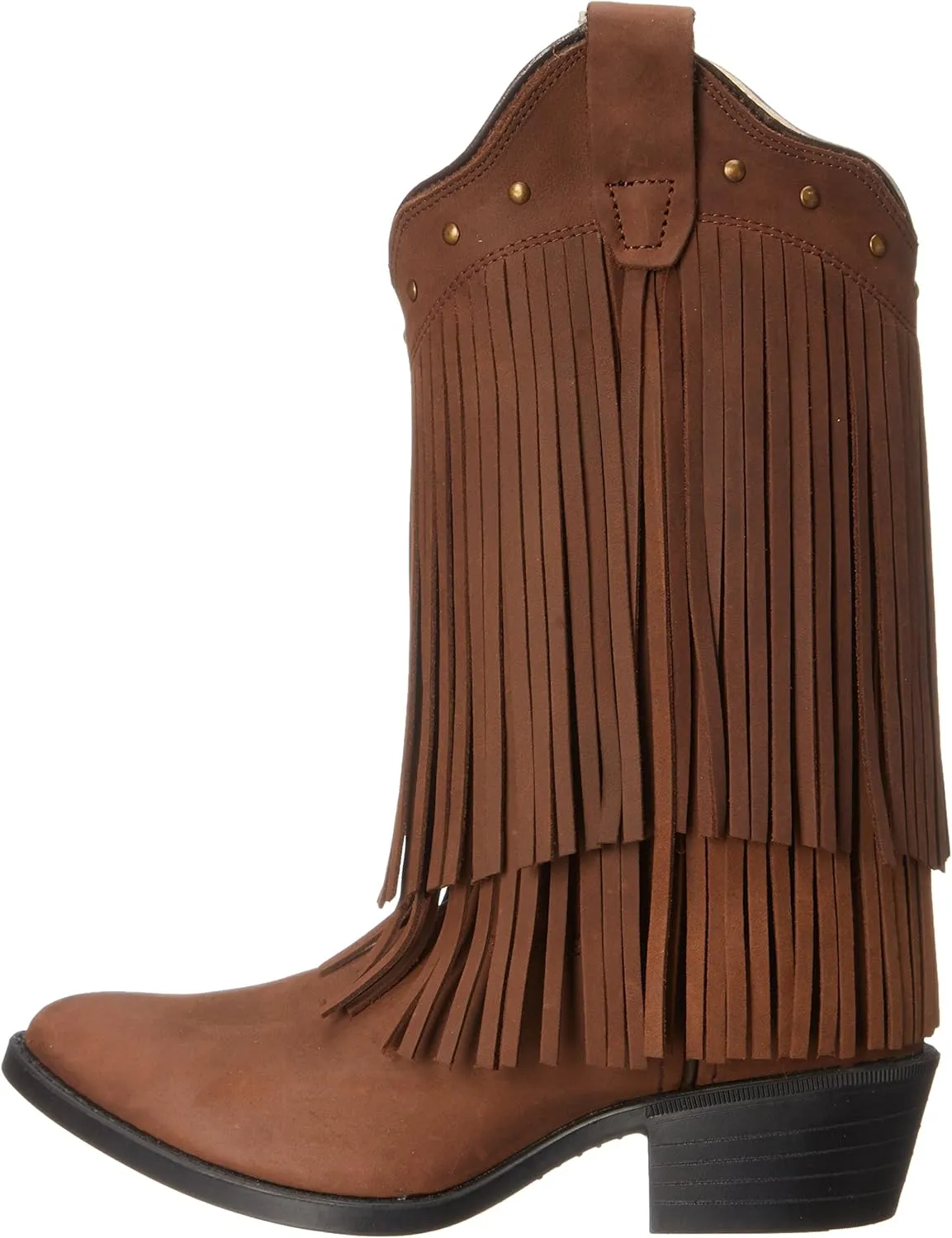 Old West Girl's 8125 Corona Leather Fringe Cowboy-Style Fashion Boots Western