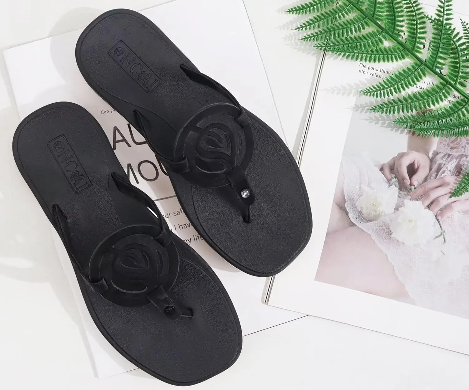 ONCAI Womens Flip Flops Fashion Flat Sandals Summer Vacations Casual Cute Slip On Dressys Sandals for Woman Size 6-11