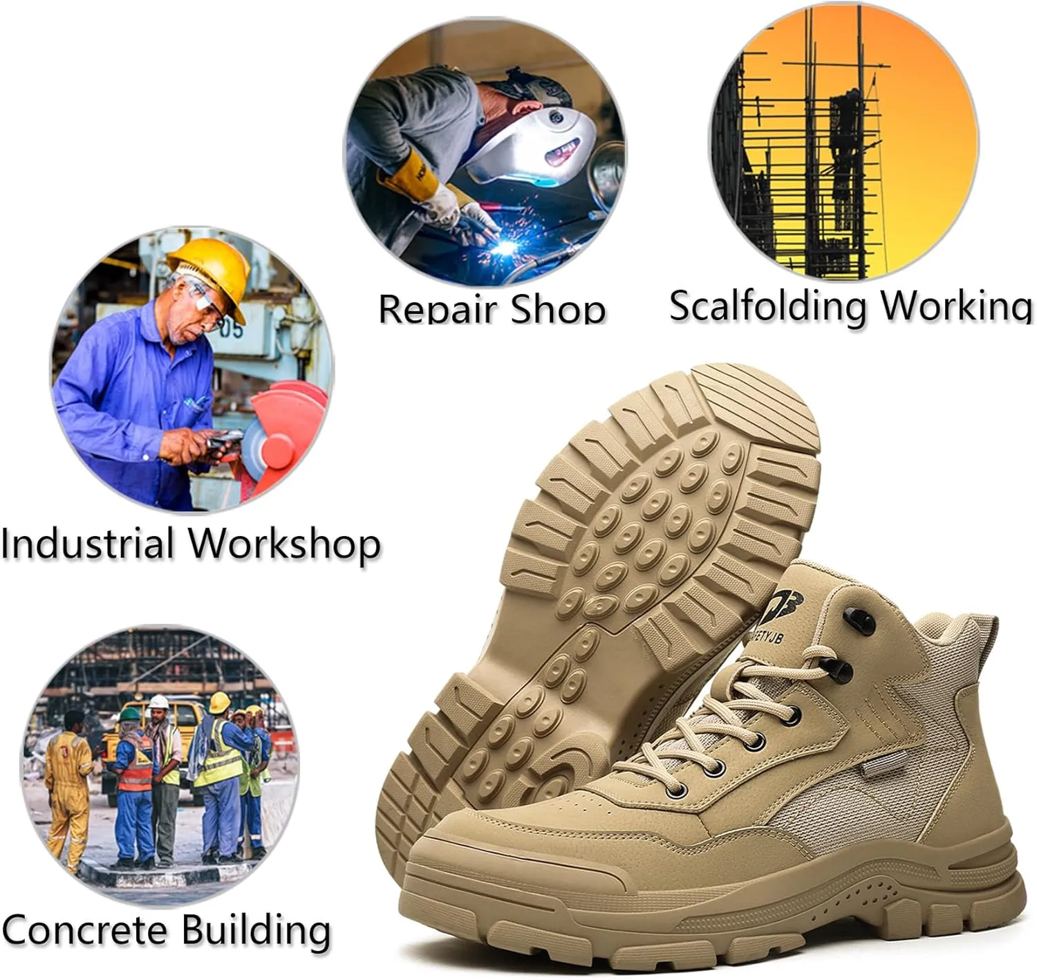 ORISTACO Waterproof Steel Toe Work Safety Boots Lightweight Breathable Slip Resistant Construction Sneakers