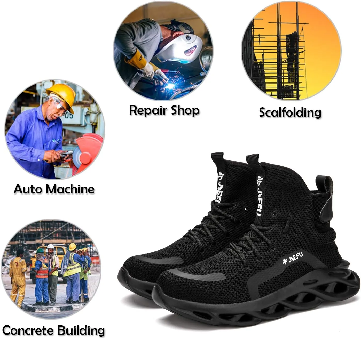 ORISTACO Work Safety Boots Breathable Lightweight Steel Toe Industrial Construction Landscaping Tennis Sneakers