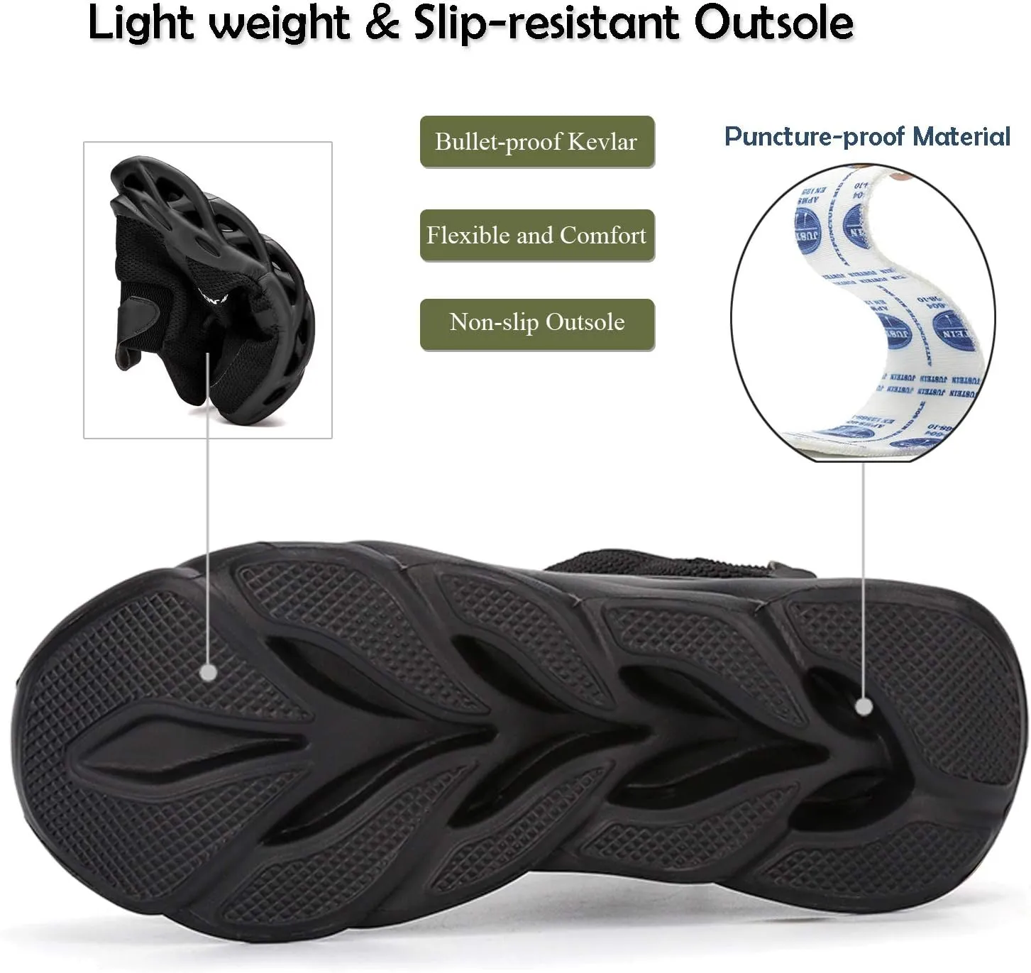 ORISTACO Work Safety Boots Breathable Lightweight Steel Toe Industrial Construction Landscaping Tennis Sneakers