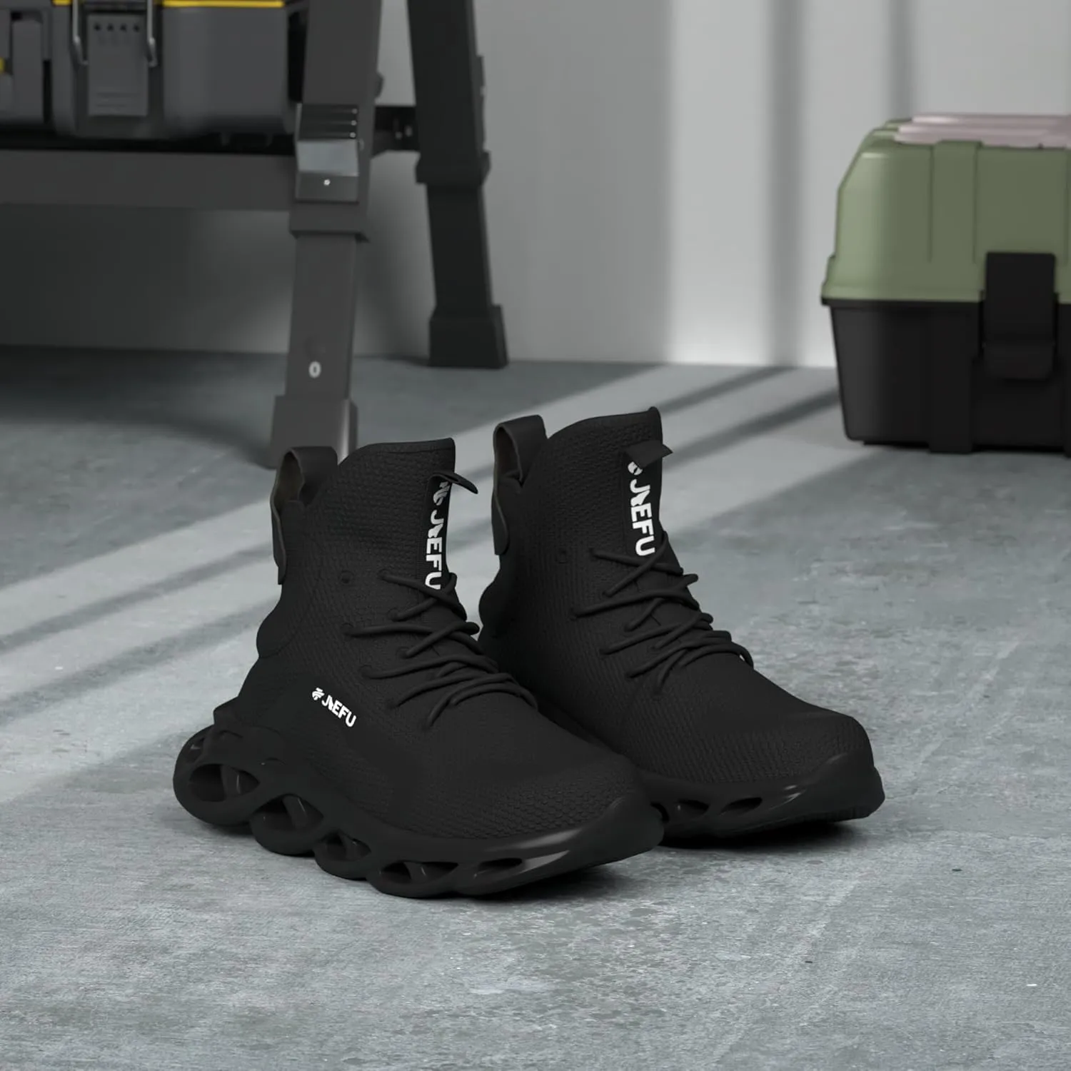 ORISTACO Work Safety Boots Breathable Lightweight Steel Toe Industrial Construction Landscaping Tennis Sneakers