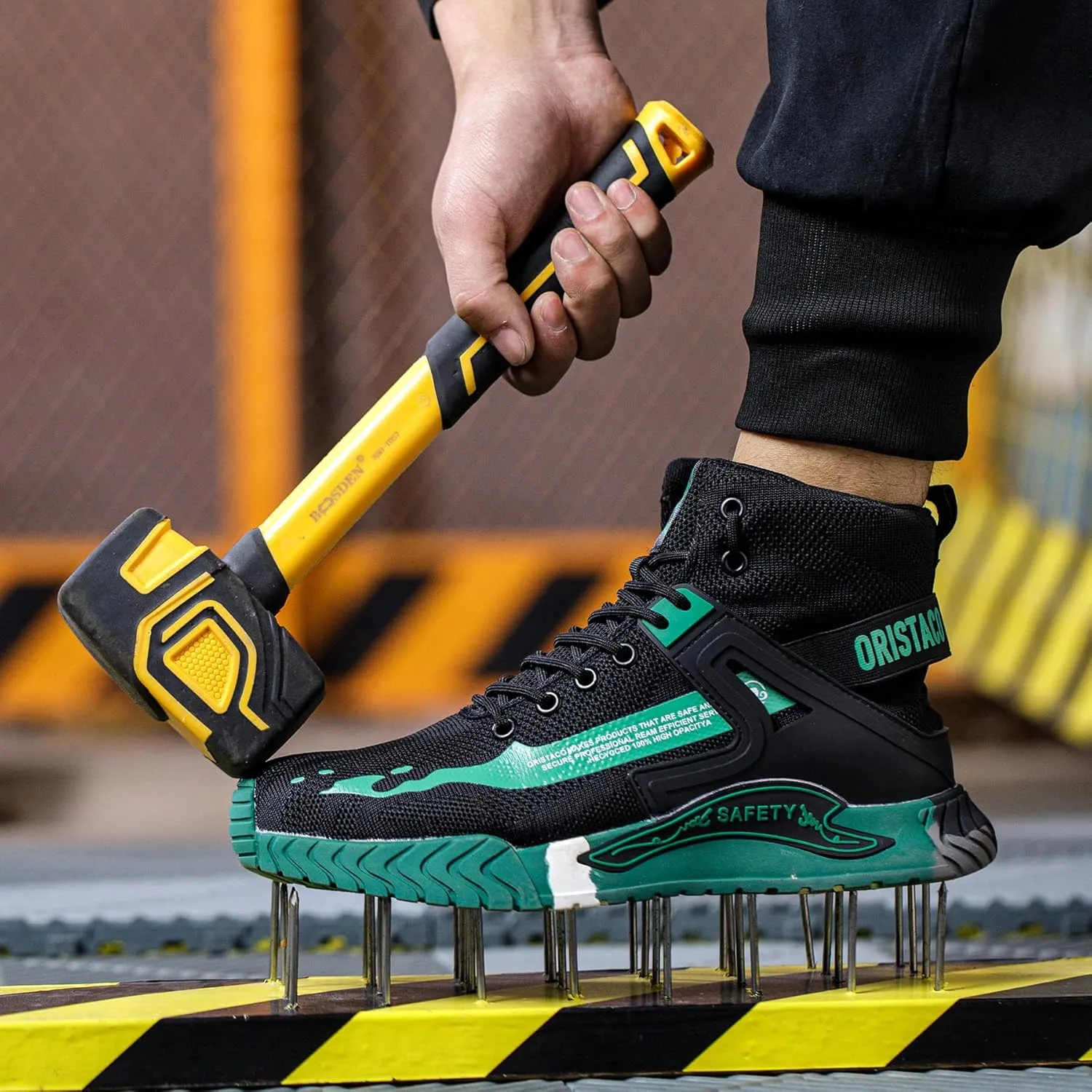 ORISTACO Work Safety Crew Boots Lightweight Breathable Industry Construction Steel Toe Sneakers