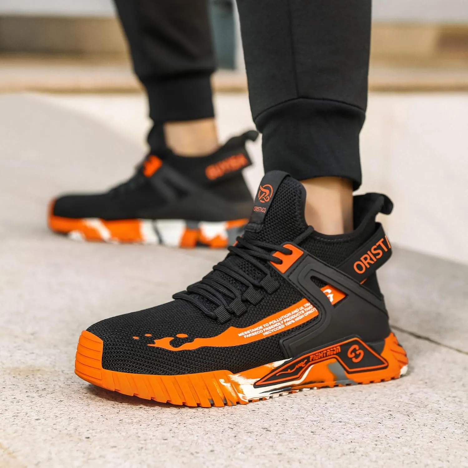 ORISTACO Work Safety Crew Boots Lightweight Breathable Industry Construction Steel Toe Sneakers