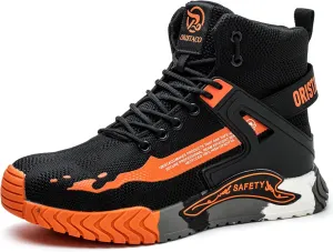 ORISTACO Work Safety Crew Boots Lightweight Breathable Industry Construction Steel Toe Sneakers