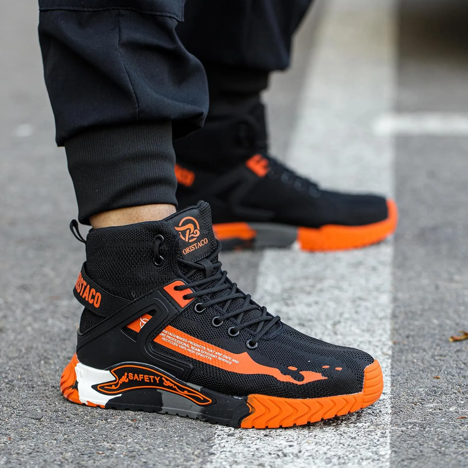 ORISTACO Work Safety Crew Boots Lightweight Breathable Industry Construction Steel Toe Sneakers