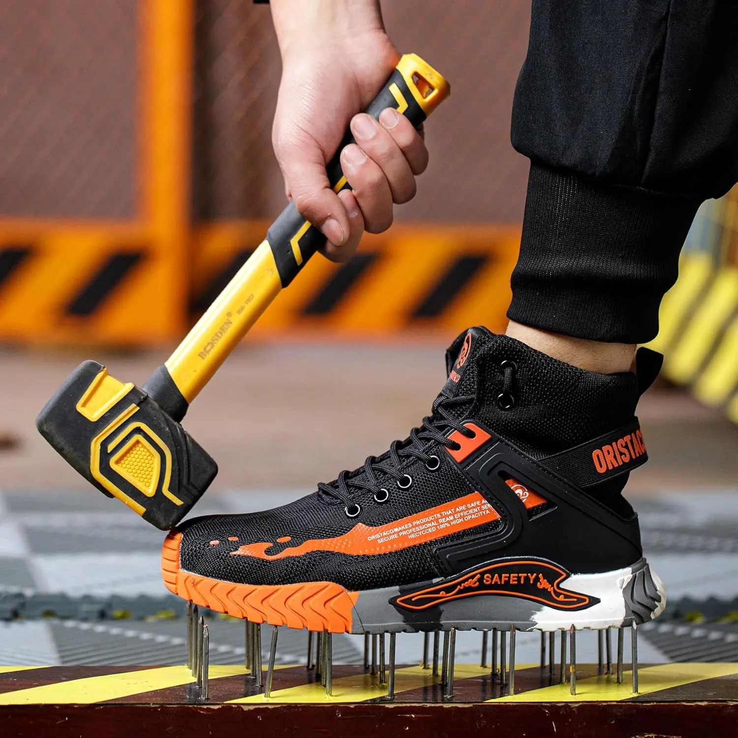 ORISTACO Work Safety Crew Boots Lightweight Breathable Industry Construction Steel Toe Sneakers