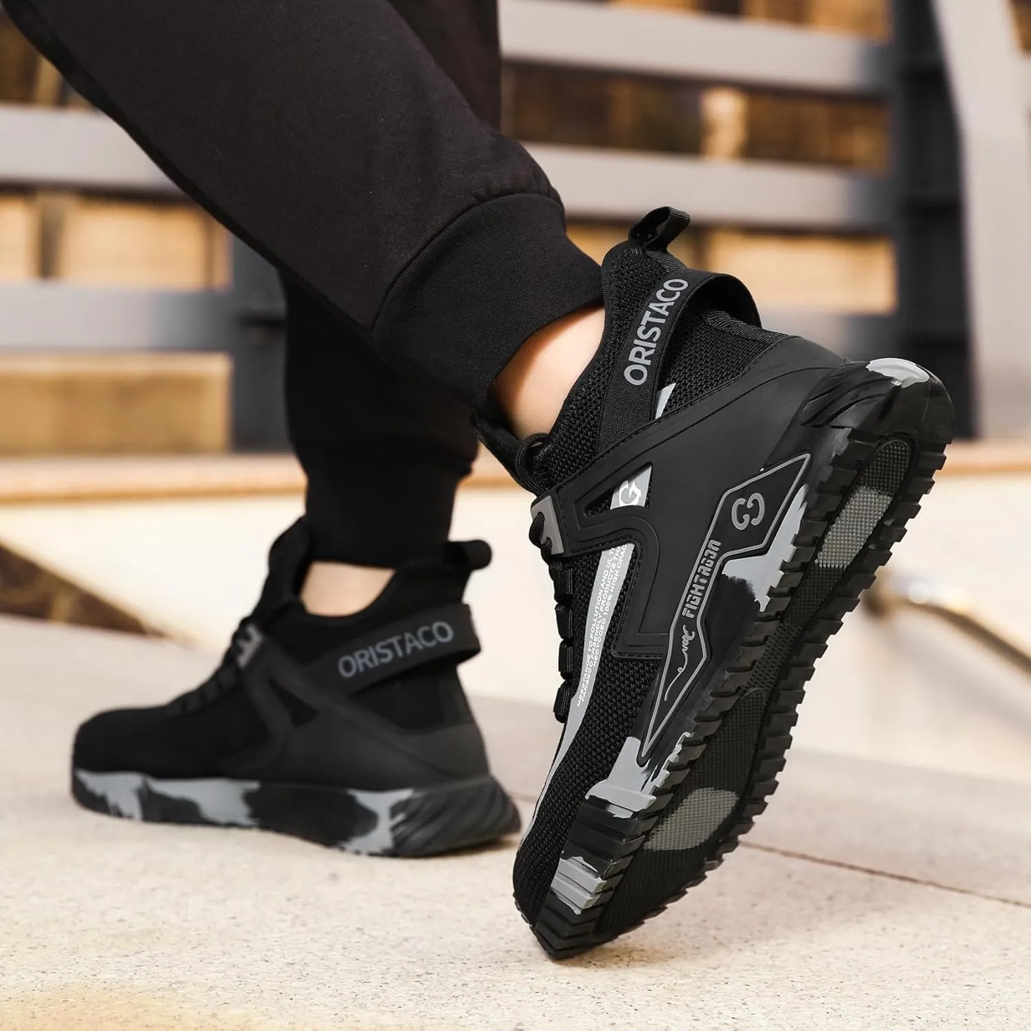 ORISTACO Work Safety Crew Boots Lightweight Breathable Industry Construction Steel Toe Sneakers