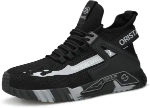 ORISTACO Work Safety Crew Boots Lightweight Breathable Industry Construction Steel Toe Sneakers