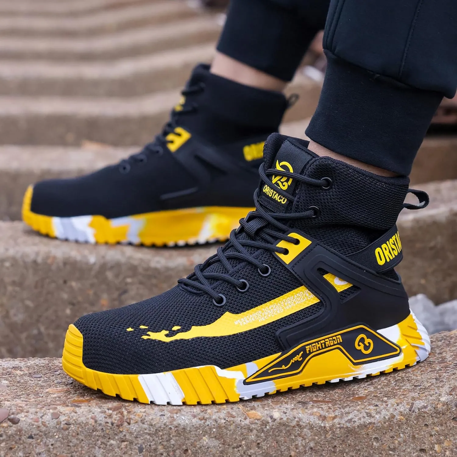 ORISTACO Work Safety Crew Boots Lightweight Breathable Industry Construction Steel Toe Sneakers
