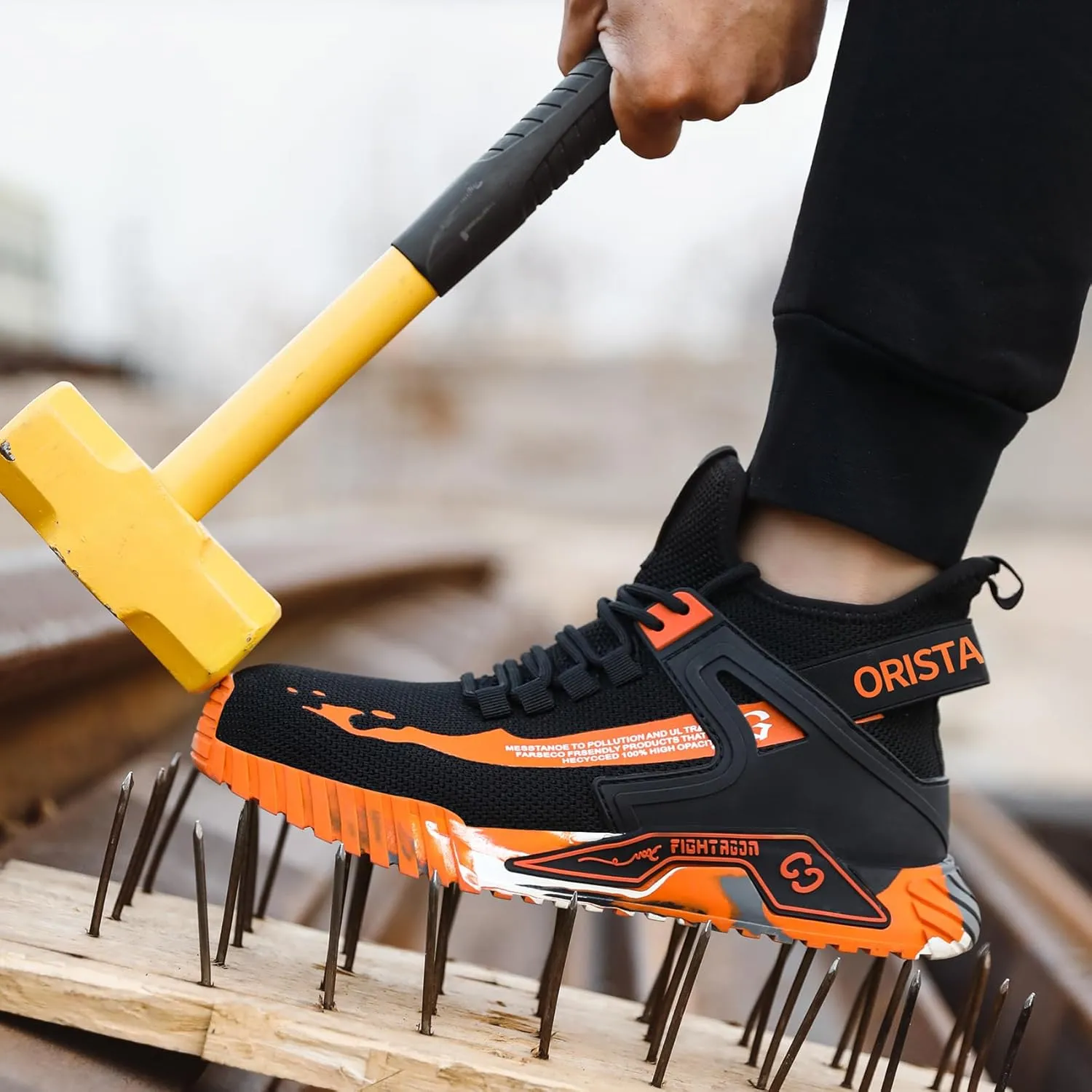 ORISTACO Work Safety Crew Boots Lightweight Breathable Industry Construction Steel Toe Sneakers