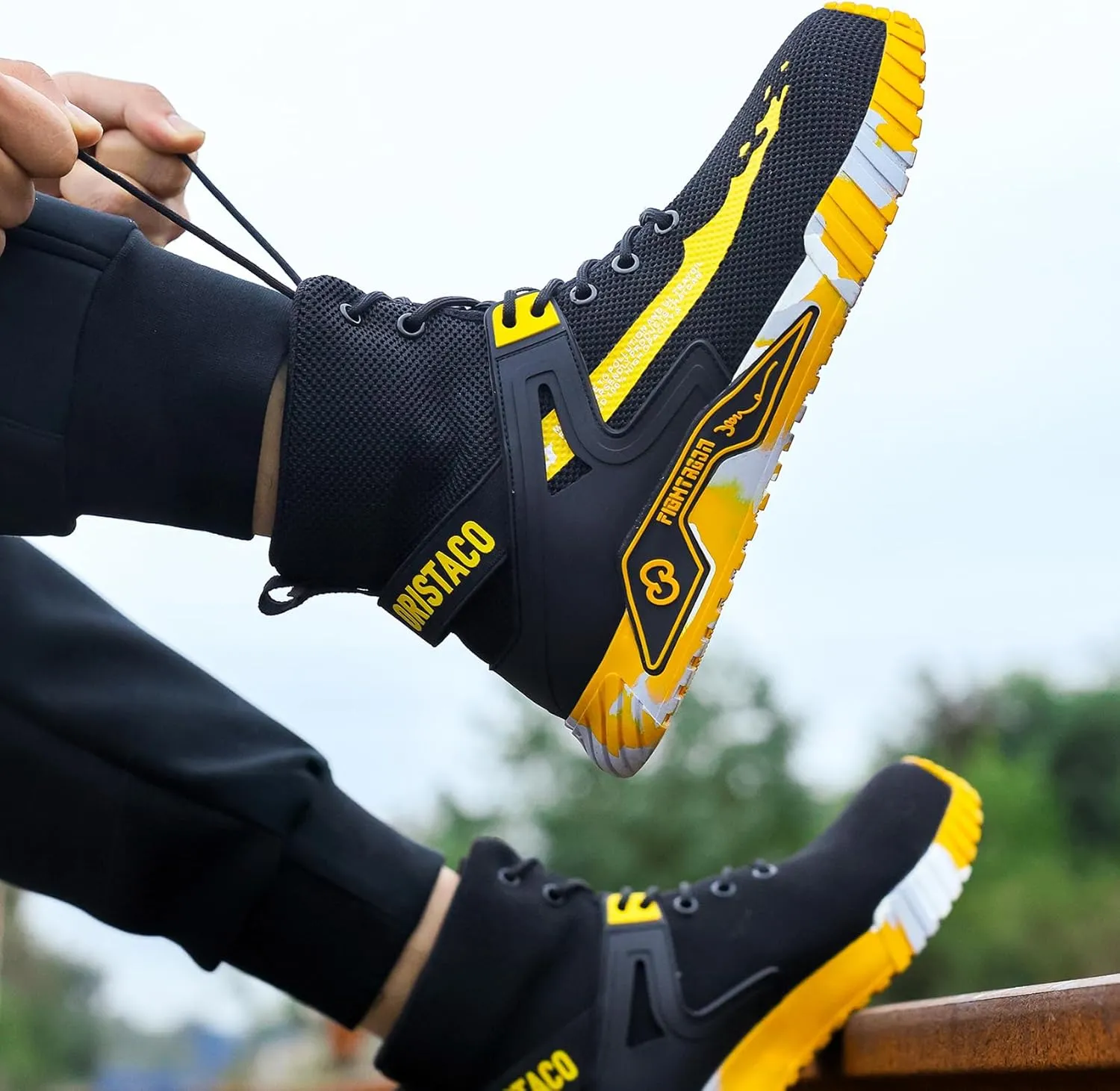 ORISTACO Work Safety Crew Boots Lightweight Breathable Industry Construction Steel Toe Sneakers