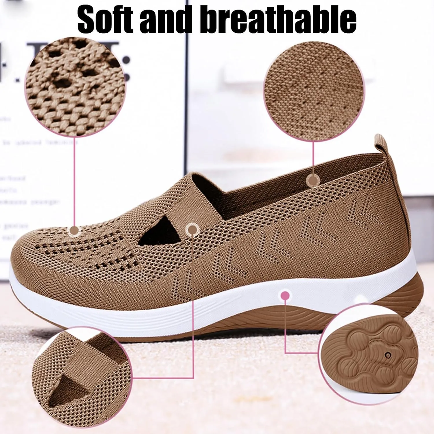 Orthopedic Shoes for Women，Breathable Comfort Wear Orthowear Walking Shoes，Cushionaire Wide Width Sneakers Diabetic Arch Support Sneakers Soft Slip On Shoe Comfortable