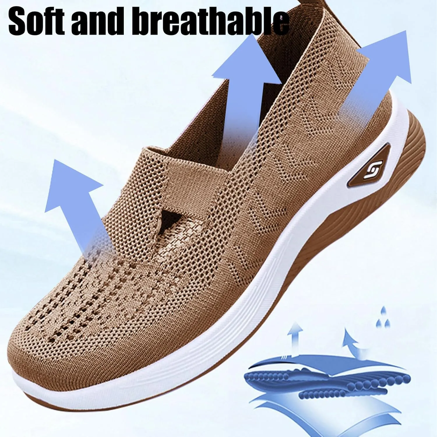 Orthopedic Shoes for Women，Breathable Comfort Wear Orthowear Walking Shoes，Cushionaire Wide Width Sneakers Diabetic Arch Support Sneakers Soft Slip On Shoe Comfortable