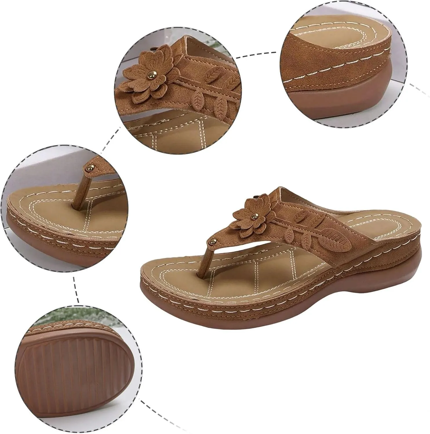 Orthopedic Wedge Sandals for Women Summer Dressy 2025 Flat Open Toe Platform Sandals Casual Flip Flops for Women with Arch Support Silppers Comfortable Slip on Sandals Beach Sandals Dress Shoes