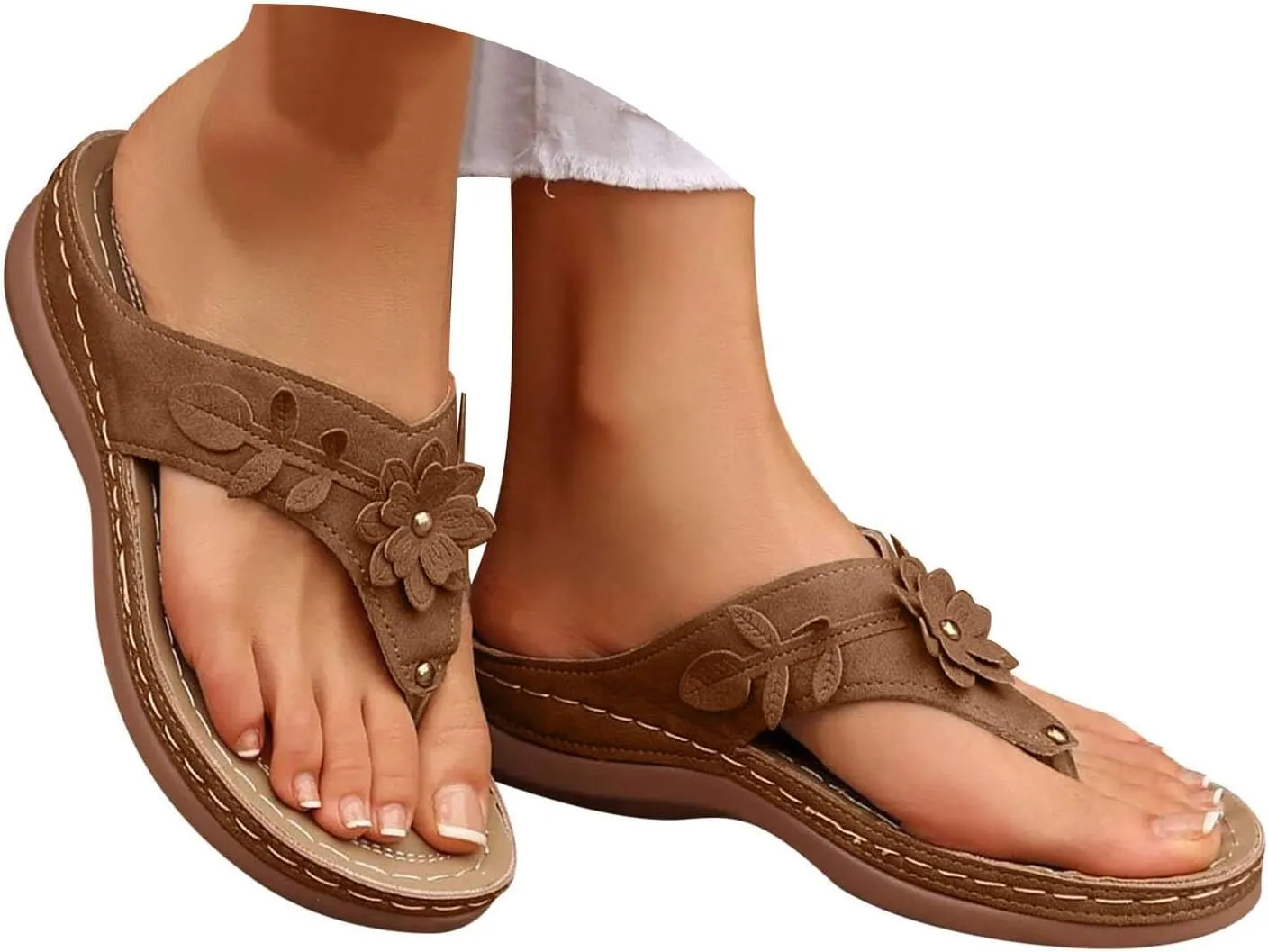 Orthopedic Wedge Sandals for Women Summer Dressy 2025 Flat Open Toe Platform Sandals Casual Flip Flops for Women with Arch Support Silppers Comfortable Slip on Sandals Beach Sandals Dress Shoes