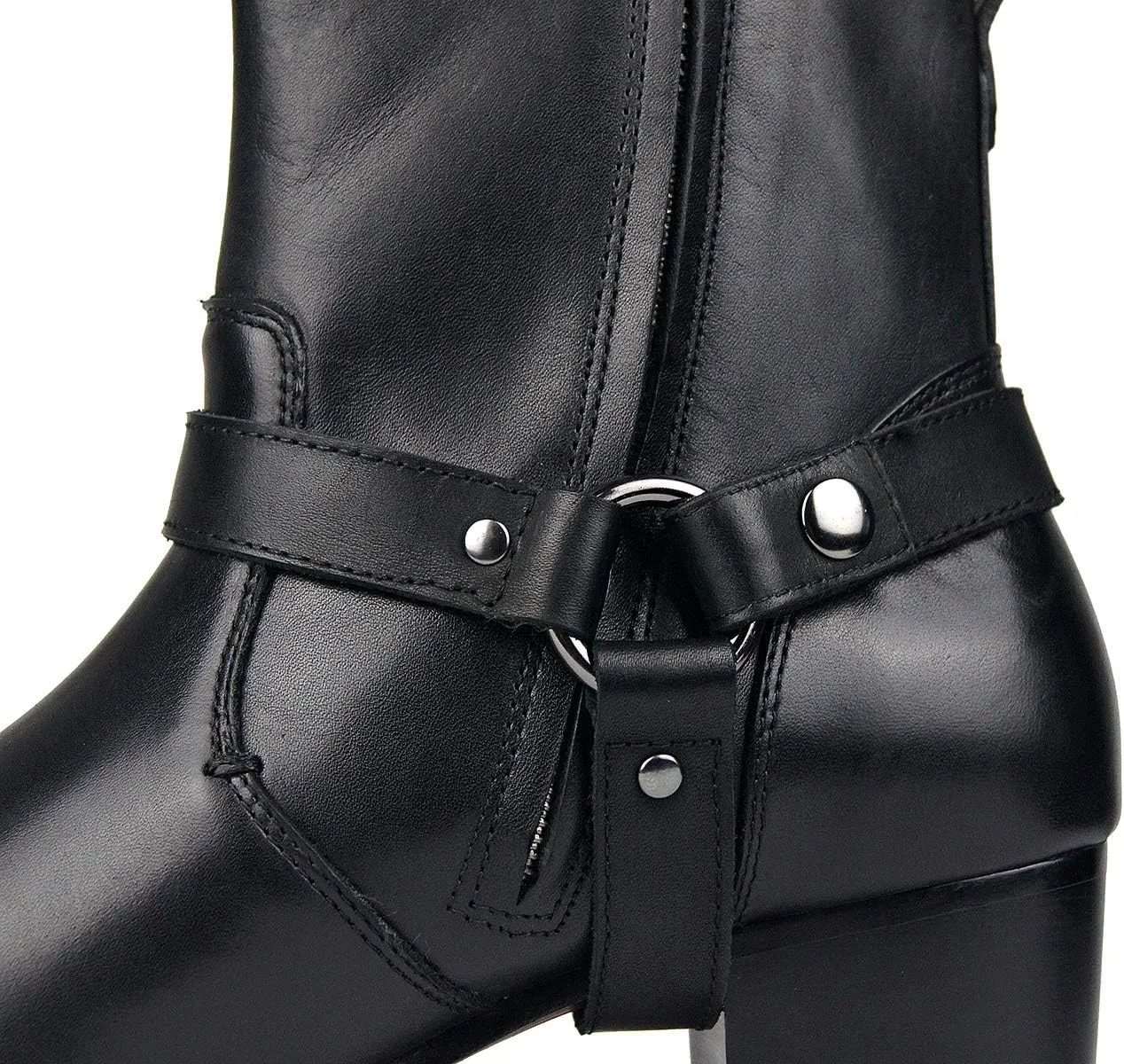 OSSTONE Dress Boot for Men Leather Chukka Designer Boots Casual Heel Shoes Zipper-up OS-JY002-US