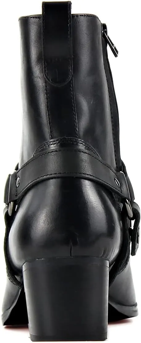 OSSTONE Dress Boot for Men Leather Chukka Designer Boots Casual Heel Shoes Zipper-up OS-JY002-US
