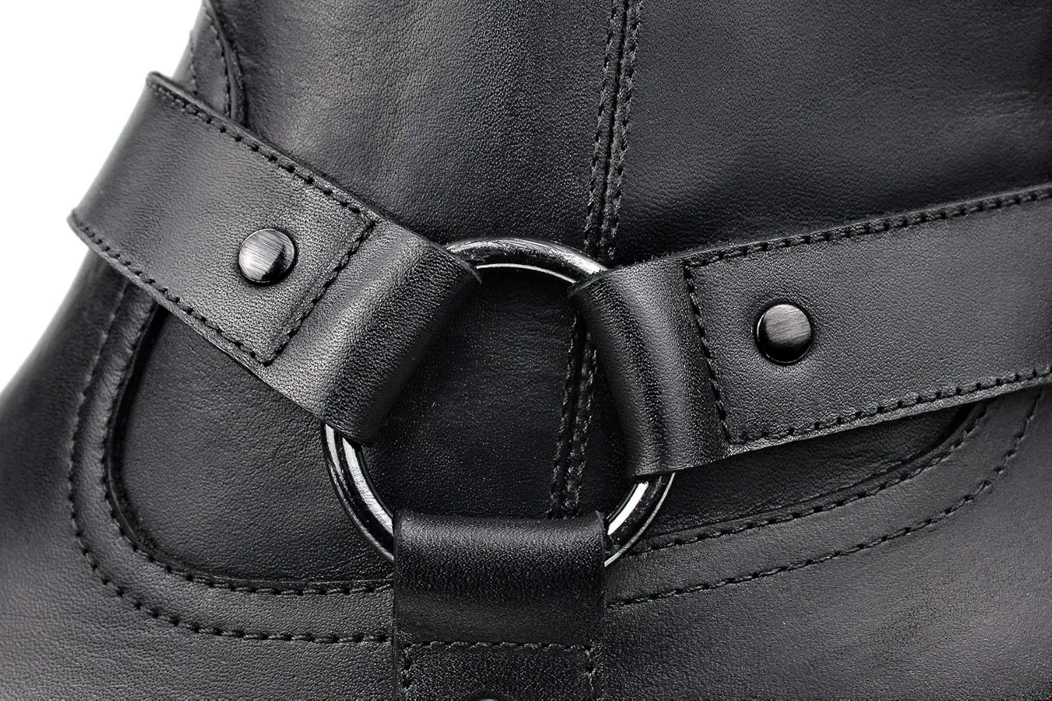 OSSTONE Men Chelsea Ankle Boots Leather Chukka Motorcycle Boots with Side Zipper Heel Retro Dress Boots JY017-R