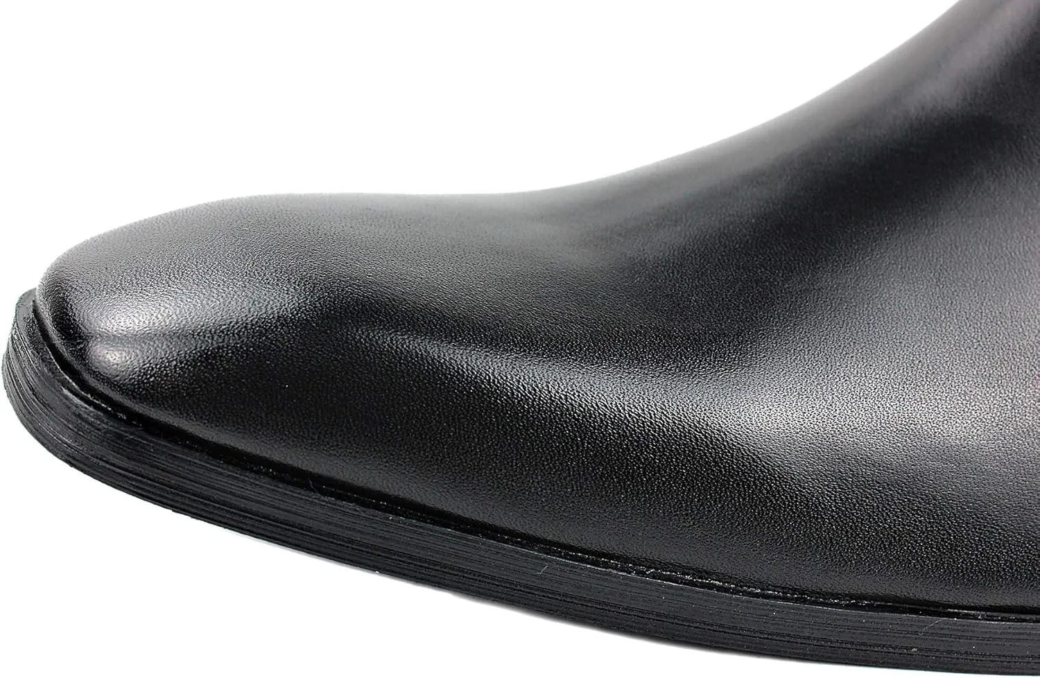OSSTONE Men Chelsea Ankle Boots Leather Chukka Motorcycle Boots with Side Zipper Heel Retro Dress Boots JY017-R