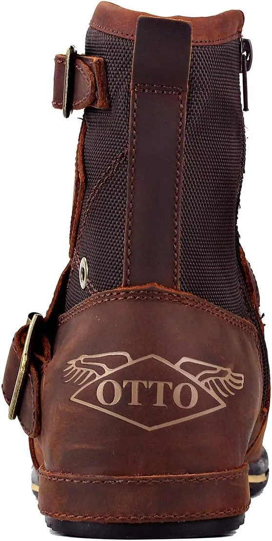OSSTONE Moto Boots for Men Fashion Zipper-up Leather Chukka Boots Casual Shoes OS-5008-1-ABNH