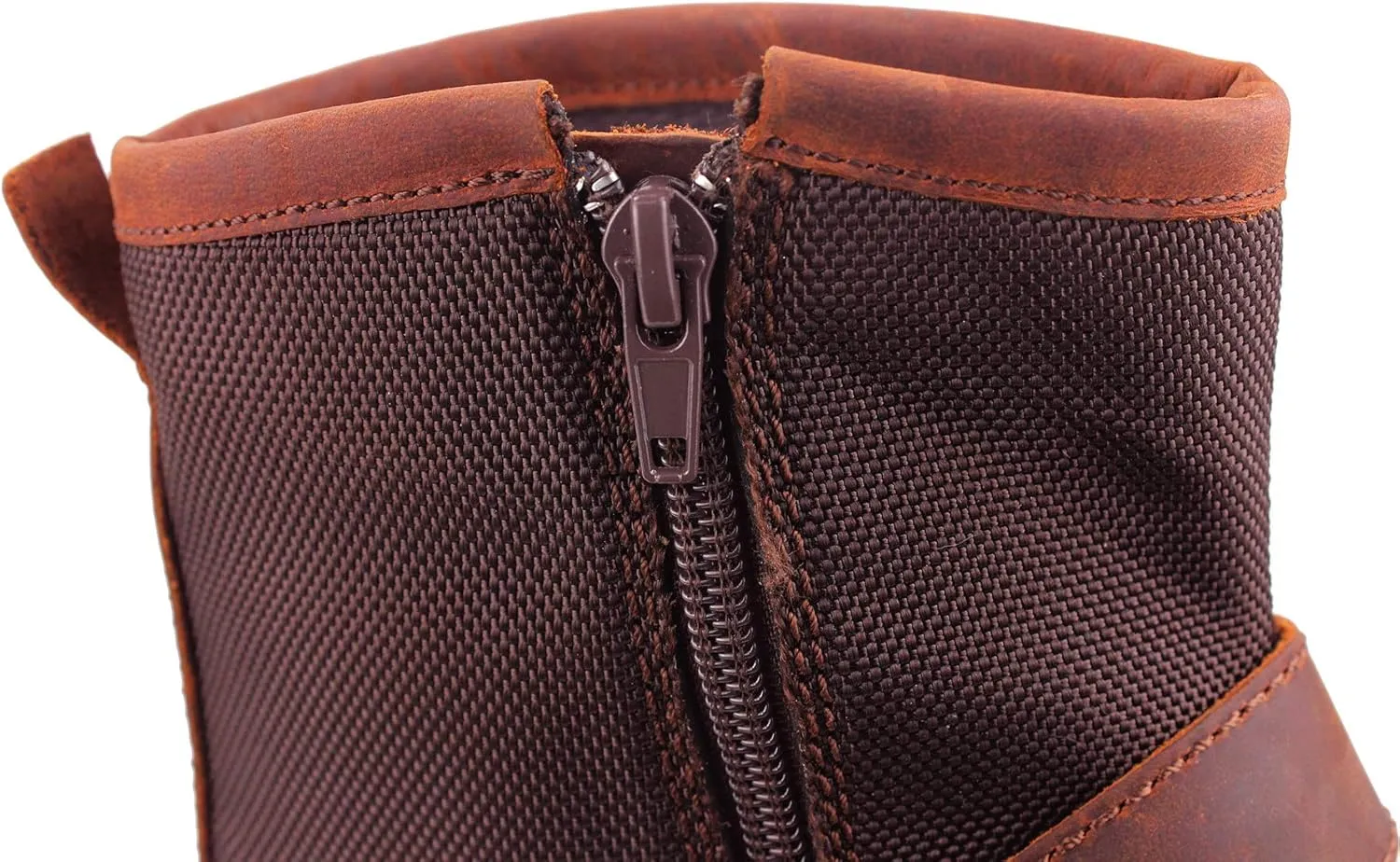 OSSTONE Moto Boots for Men Fashion Zipper-up Leather Chukka Boots Casual Shoes OS-5008-1-ABNH