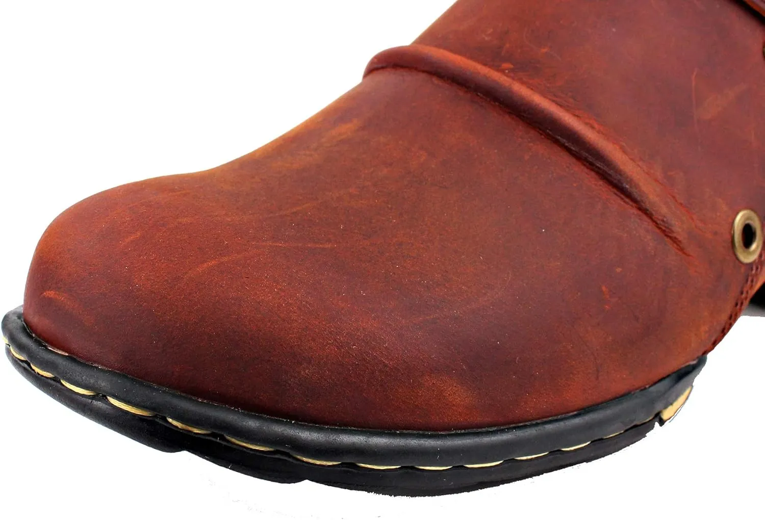 OSSTONE Moto Boots for Men Fashion Zipper-up Leather Chukka Boots Casual Shoes OS-5008-1-ABNH