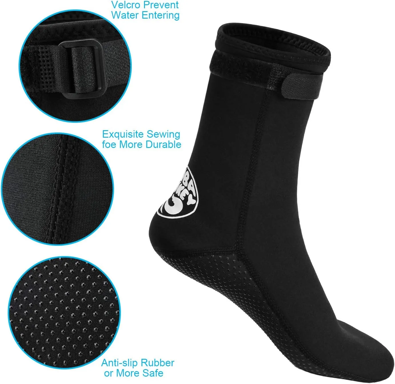 Oumers Neoprene Socks, 3MM Diving Wetsuits Sock for Water Sports, Thermal Beach Sock Anti Slip Socks for Men Women Teenager