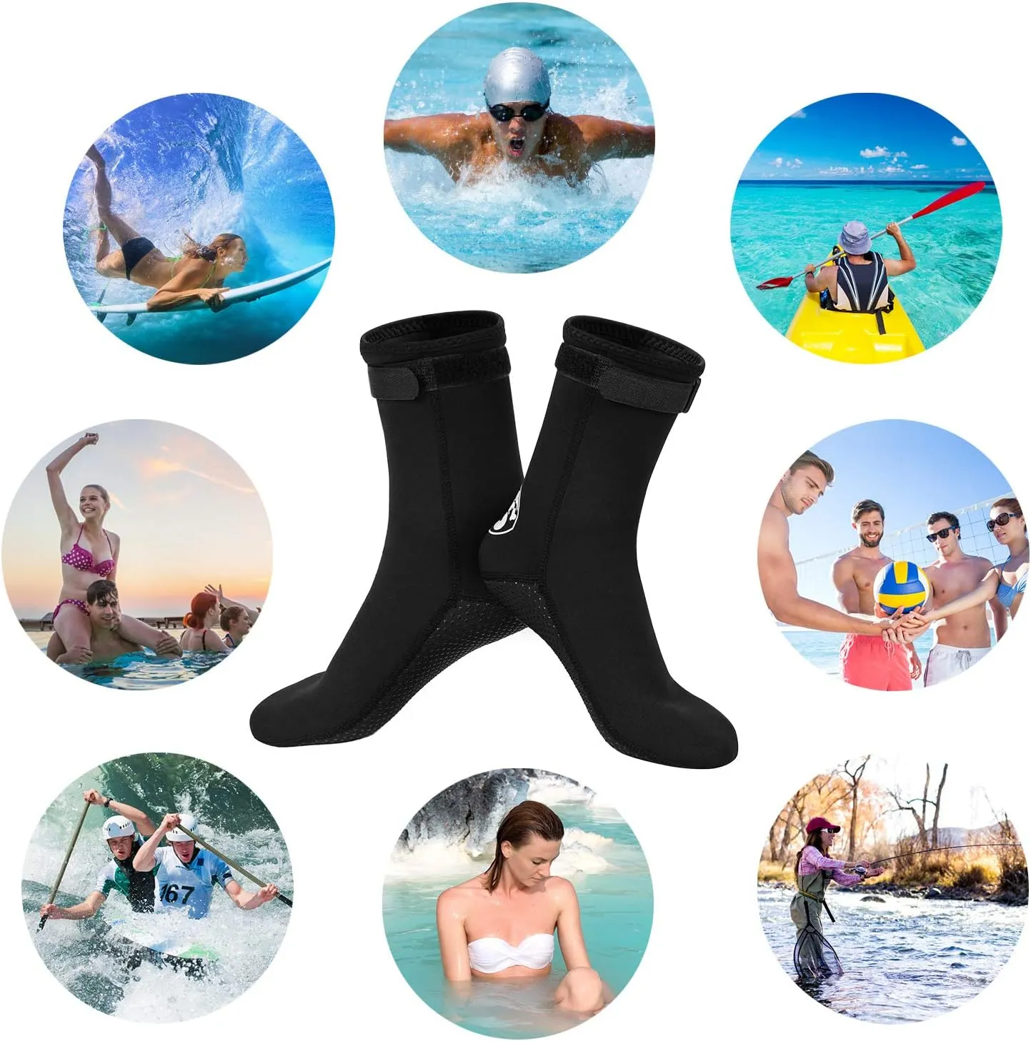 Oumers Neoprene Socks, 3MM Diving Wetsuits Sock for Water Sports, Thermal Beach Sock Anti Slip Socks for Men Women Teenager