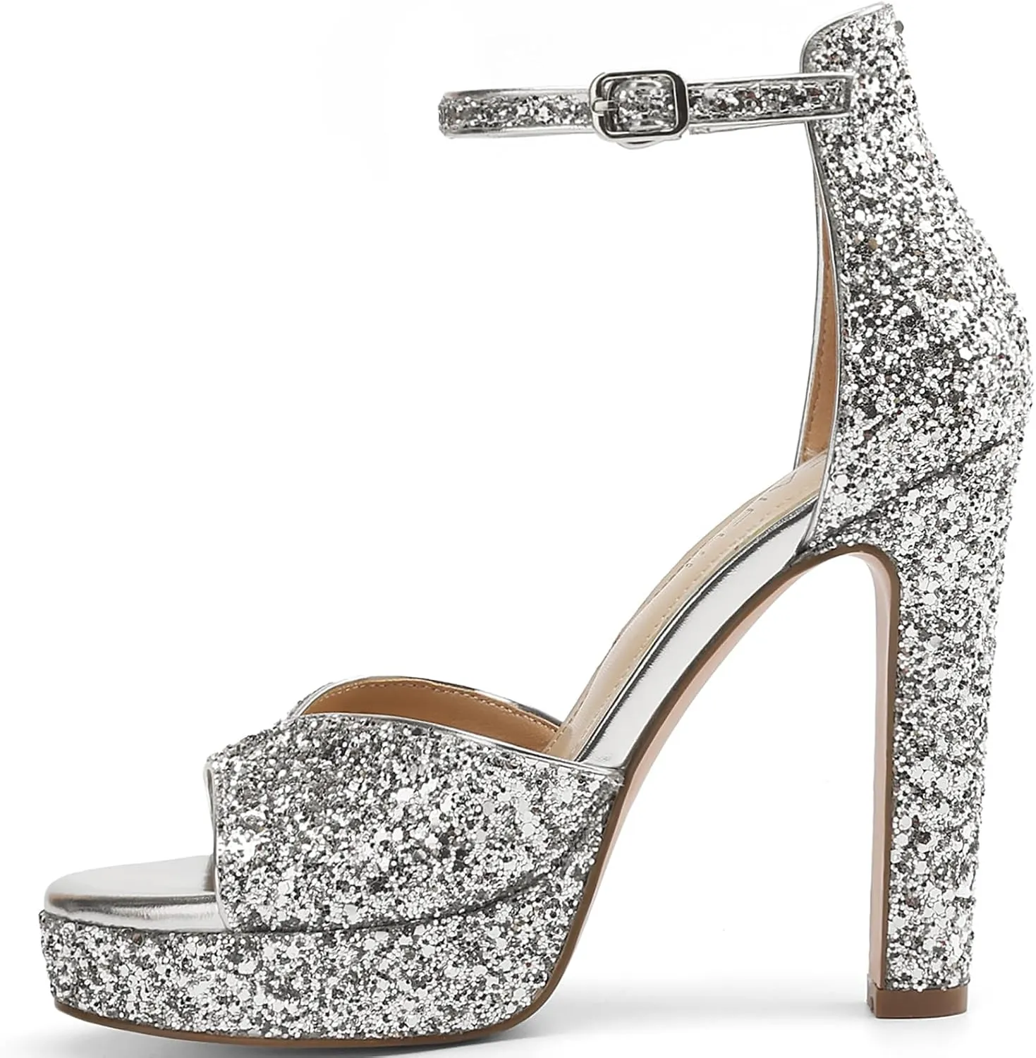 Pearl Rhinestone Heels Platform Block Sandals for Women Wedding Sandals for Bride Chunky Heels Bridal Shoes with Ankle Strap