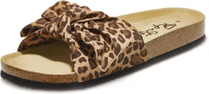 PepStep Slide Sandals for Women or Ladies Dressy Summer Casual, Cute Bow Tie Knot On Top Strap, Comfy Slip On Cork Foot Bed
