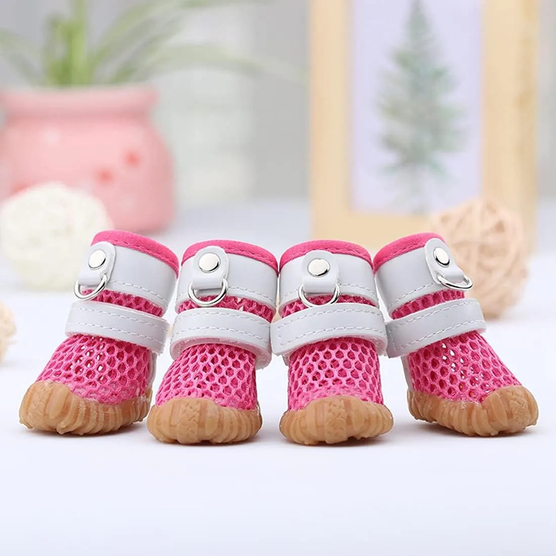 PetPhindU Dog Shoes Breathable Mesh Dog Boots Dog Shoes Indoor Outdoor Dog Shoes Dog Paw Protector Non-Slip Dog Boots Summer Spring Pet Shoes