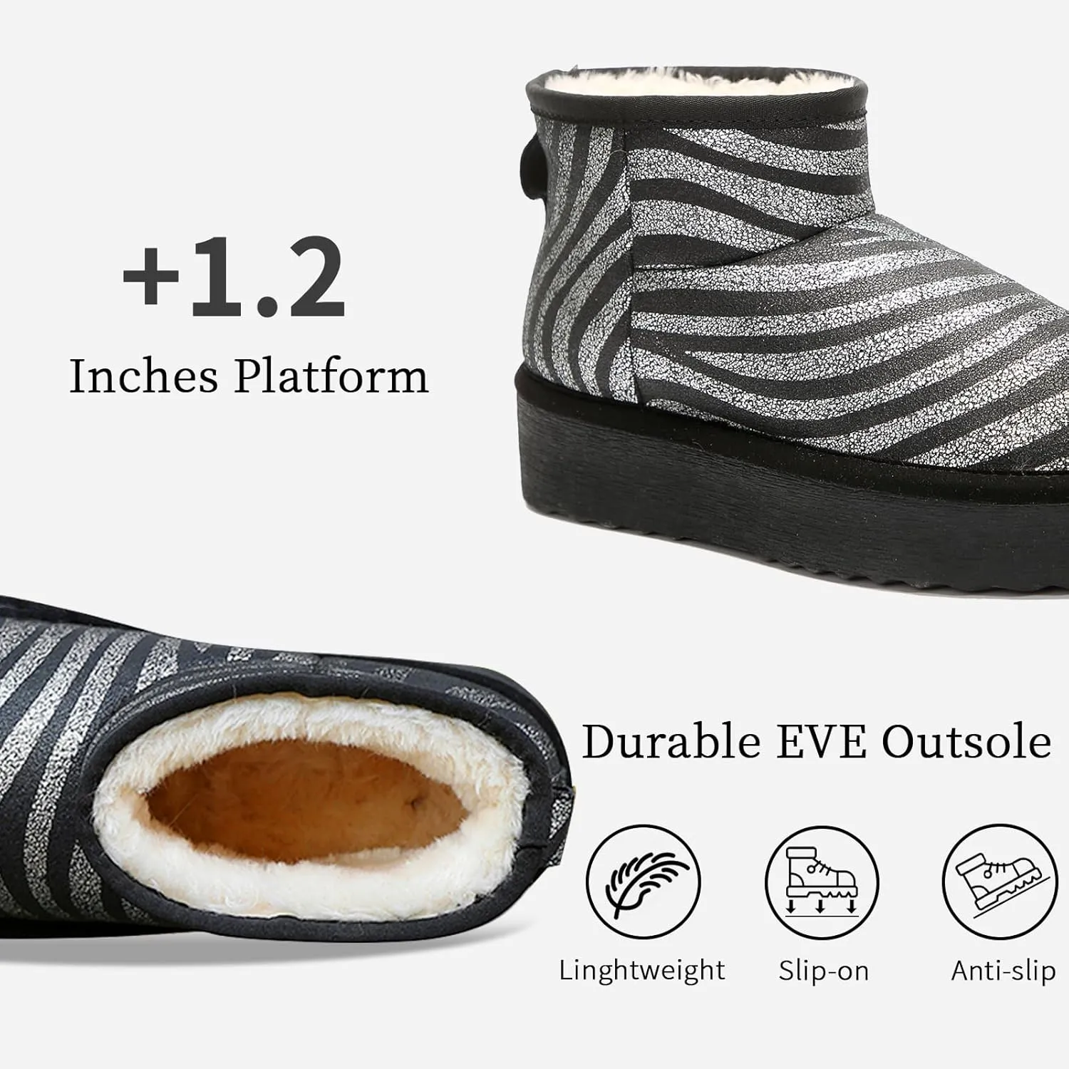 Platform Mini Boots for Women Genuine Suede Leather Anti-Slip Mini Platform Boots Lightweight Warm Snow Boots