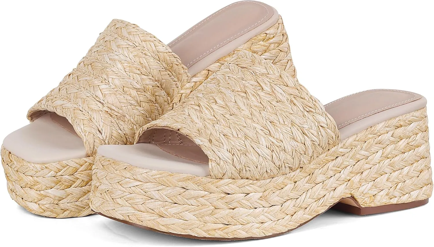 Platform Slip on Espadrille Sandals for Women Wedges Slides Bohemia Sandals Flatform Open Toe Beach Sandals