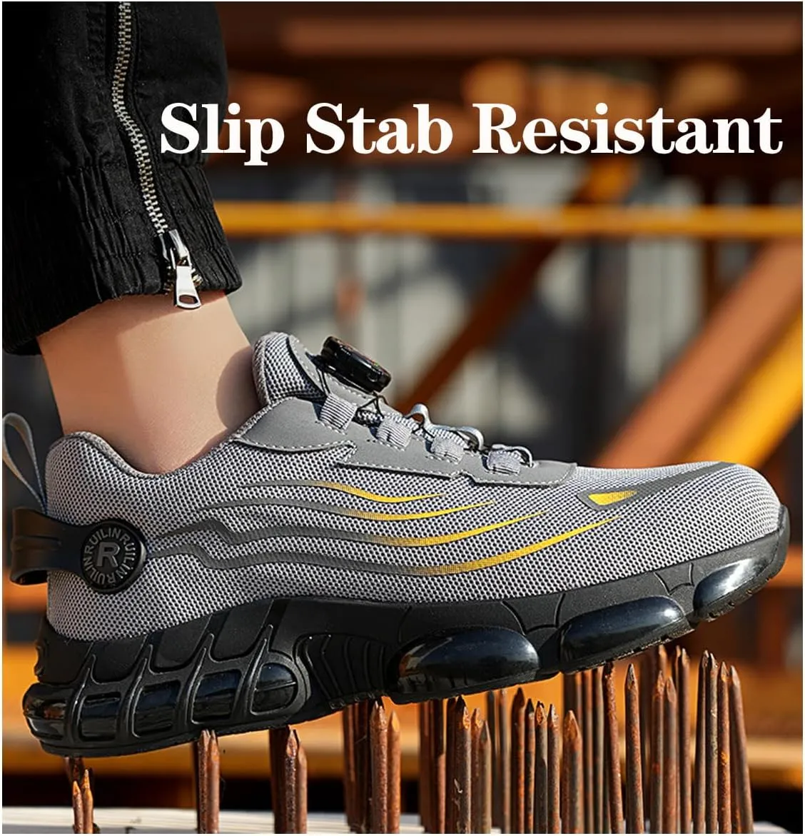Prestivos Steel Toe Shoes,Men's Industrial & Construction Safety Shoes,Anti-Slip Puncture Resistant Lightweight Boots