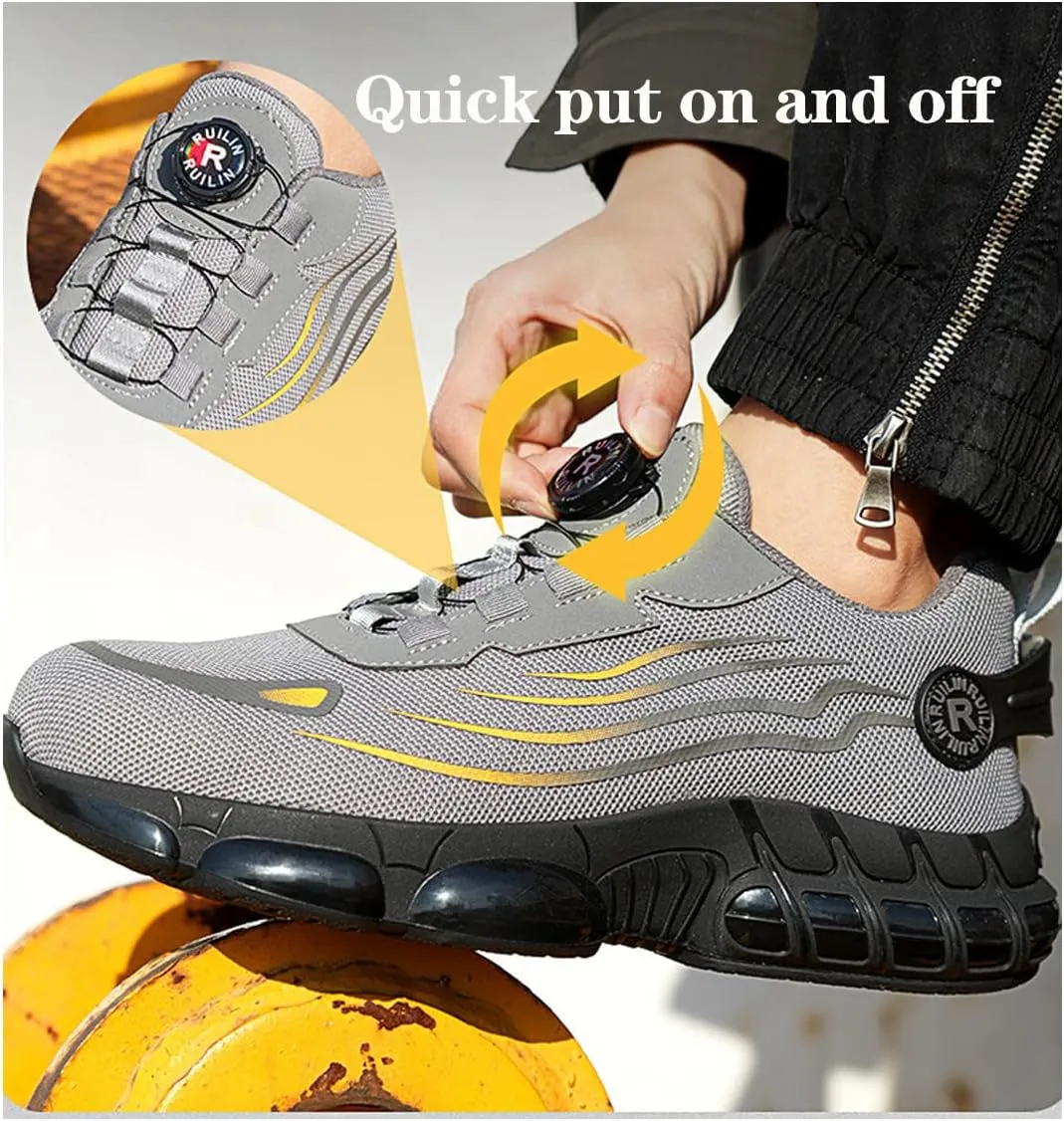 Prestivos Steel Toe Shoes,Men's Industrial & Construction Safety Shoes,Anti-Slip Puncture Resistant Lightweight Boots