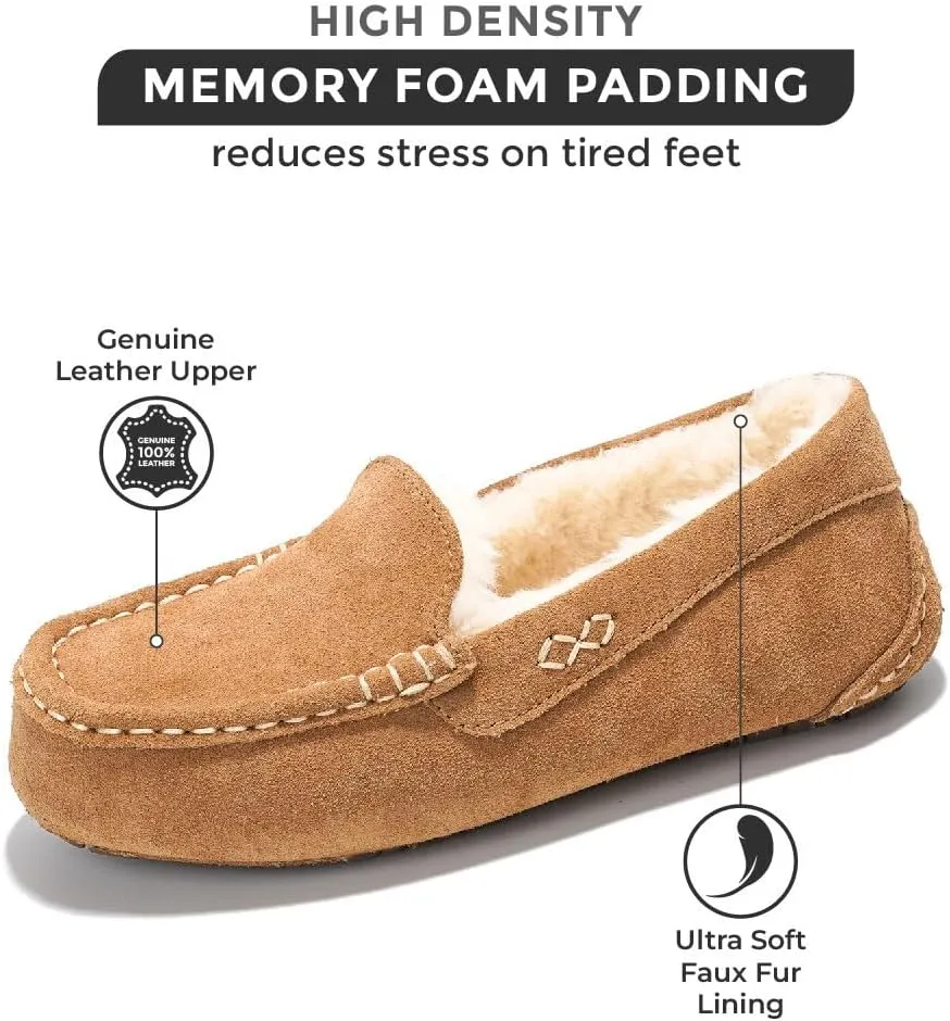 Project Cloud Genuine Suede Loafers for Women - Comfortable Outdoor Slippers for Women Footwear with Memory Foam - Womens Slippers - Stylish Womens Moccasin (Cathi)