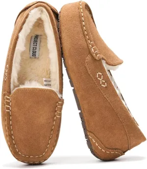 Project Cloud Genuine Suede Loafers for Women - Comfortable Outdoor Slippers for Women Footwear with Memory Foam - Womens Slippers - Stylish Womens Moccasin (Cathi)