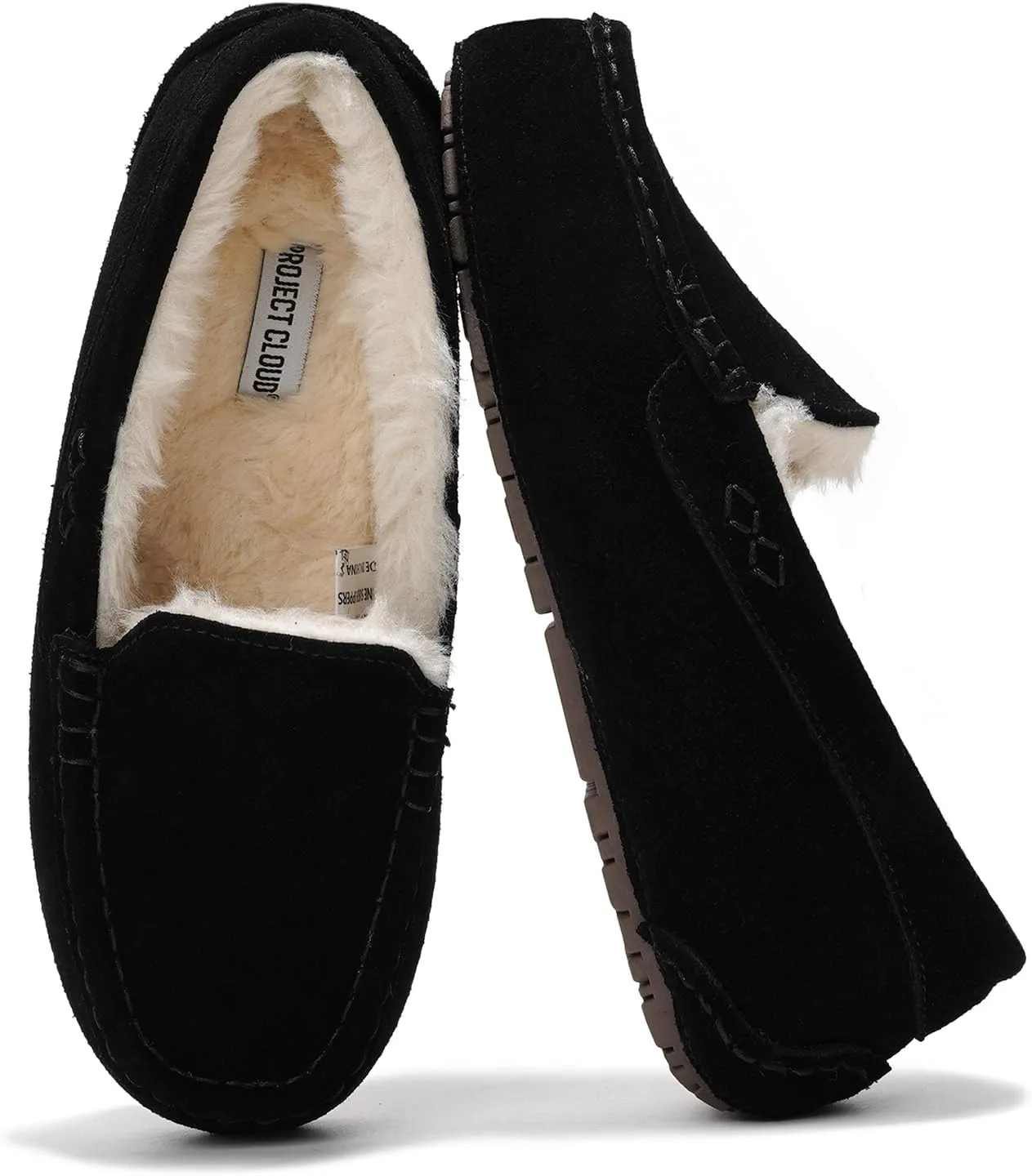 Project Cloud Genuine Suede Loafers for Women - Comfortable Outdoor Slippers for Women Footwear with Memory Foam - Womens Slippers - Stylish Womens Moccasin (Cathi)
