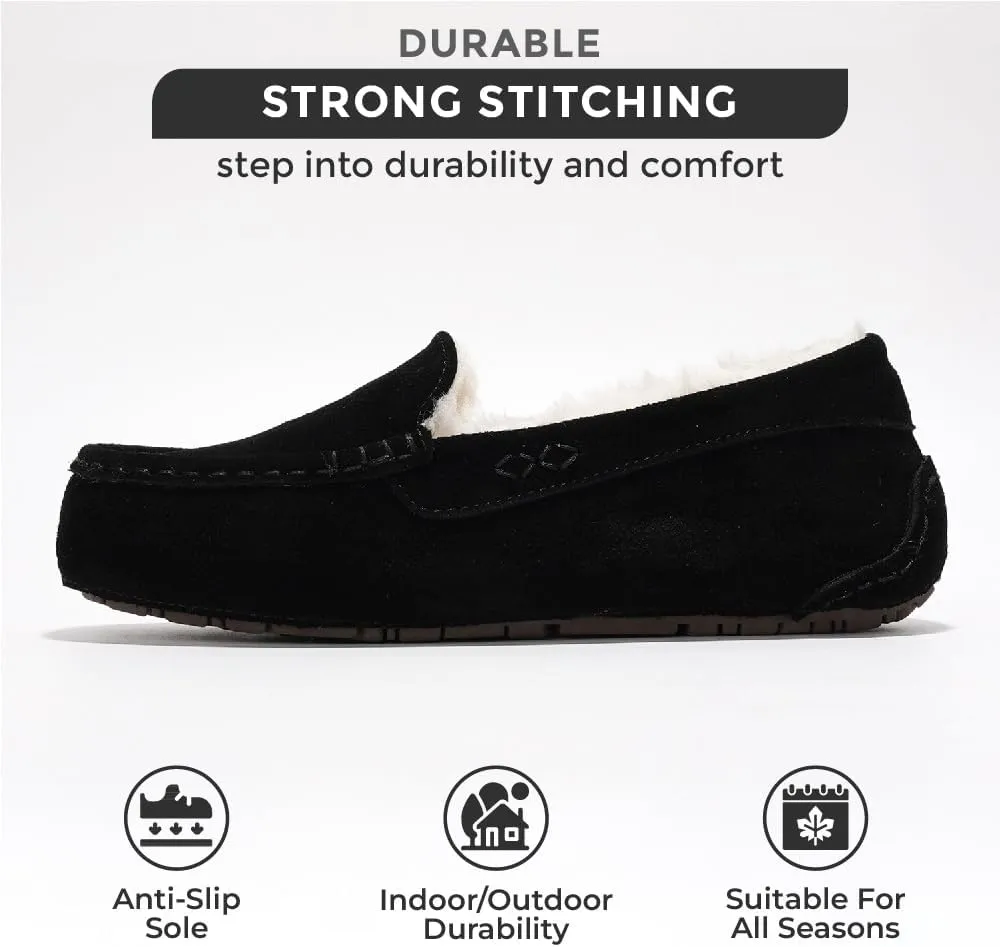 Project Cloud Genuine Suede Loafers for Women - Comfortable Outdoor Slippers for Women Footwear with Memory Foam - Womens Slippers - Stylish Womens Moccasin (Cathi)