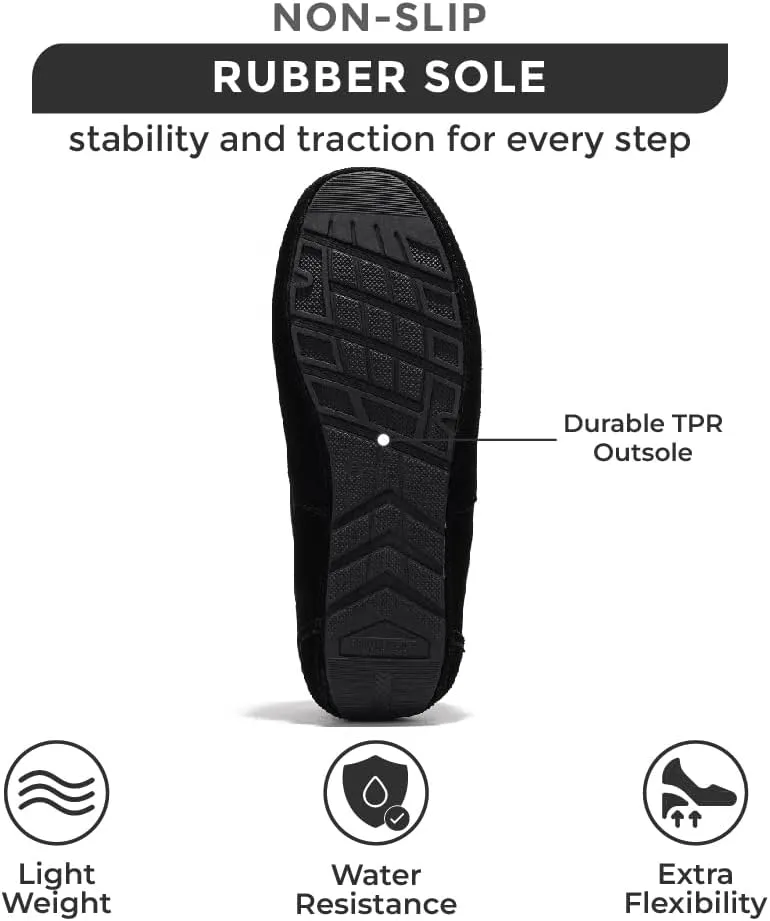 Project Cloud Genuine Suede Mens Slippers - Memory Foam Insole Moccassins Loafers for Men Shoes Indoor and Outdoor Use - Lightweight Non-Slip House Shoes (Oswin)