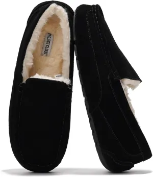 Project Cloud Genuine Suede Mens Slippers - Memory Foam Insole Moccassins Loafers for Men Shoes Indoor and Outdoor Use - Lightweight Non-Slip House Shoes (Oswin)