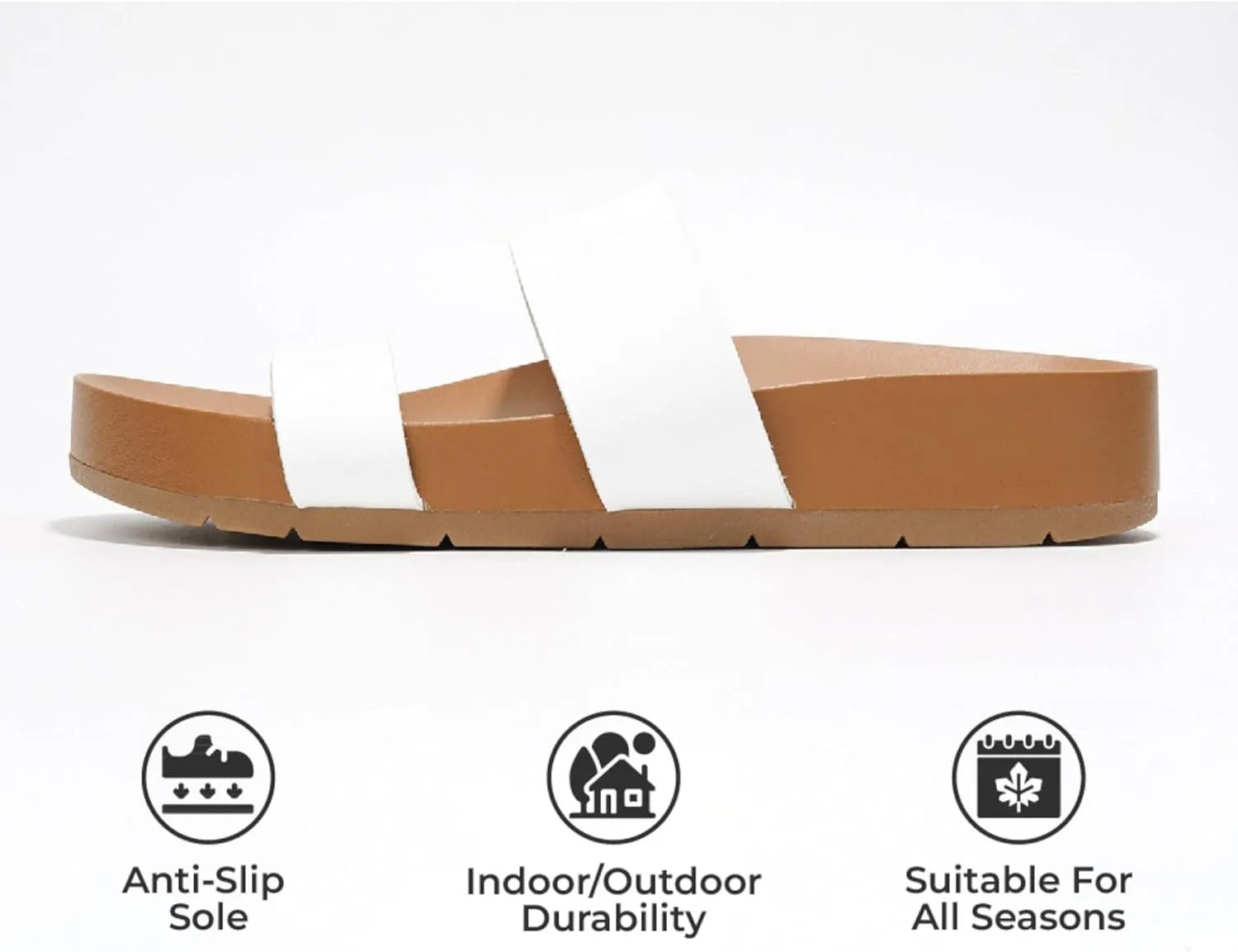 Project Cloud Slide Sandals Women Footwear with Memory Foam Insole - Lightweight Two-strap and Non-Slip Vegan Leather Platform Slides - Summer Sandals for Women 2025 (HILLTOP)